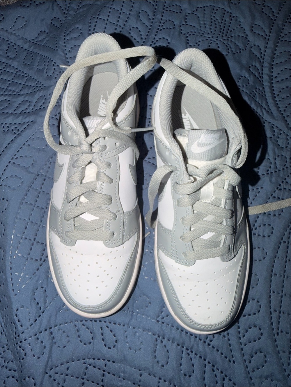 Nike Women’s White and Light Gray Low-Top Sneakers big kids size (9-10 years old